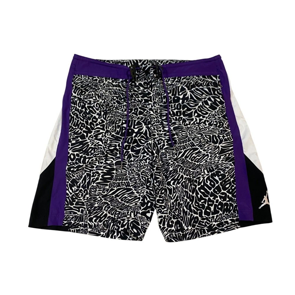 Jordan Mens Board Shorts Purple Black White Graphic Swim Trunks‎ 34 465018-010